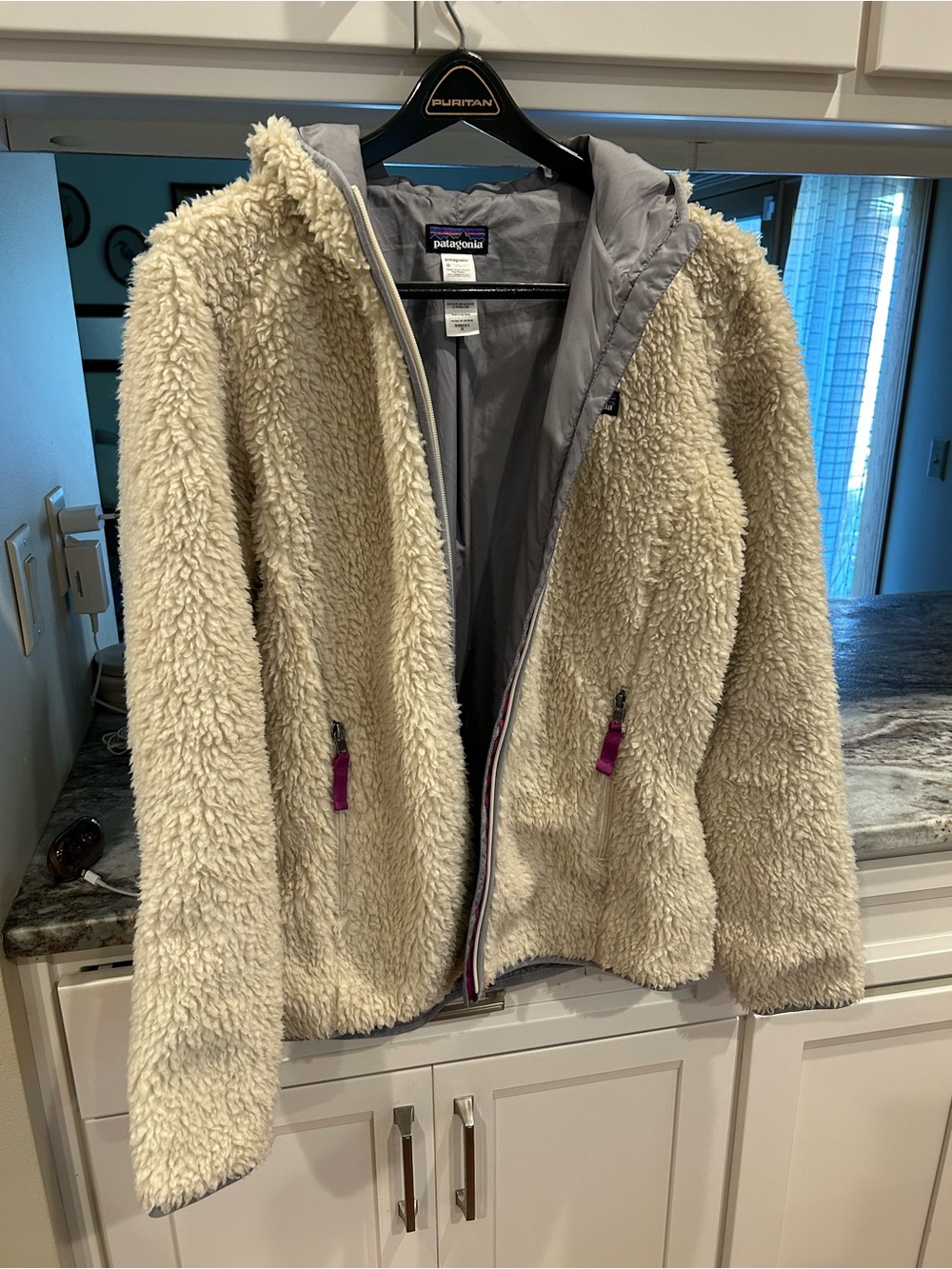 Patagonia Cream Sherpa Teddy Jacket with Hood